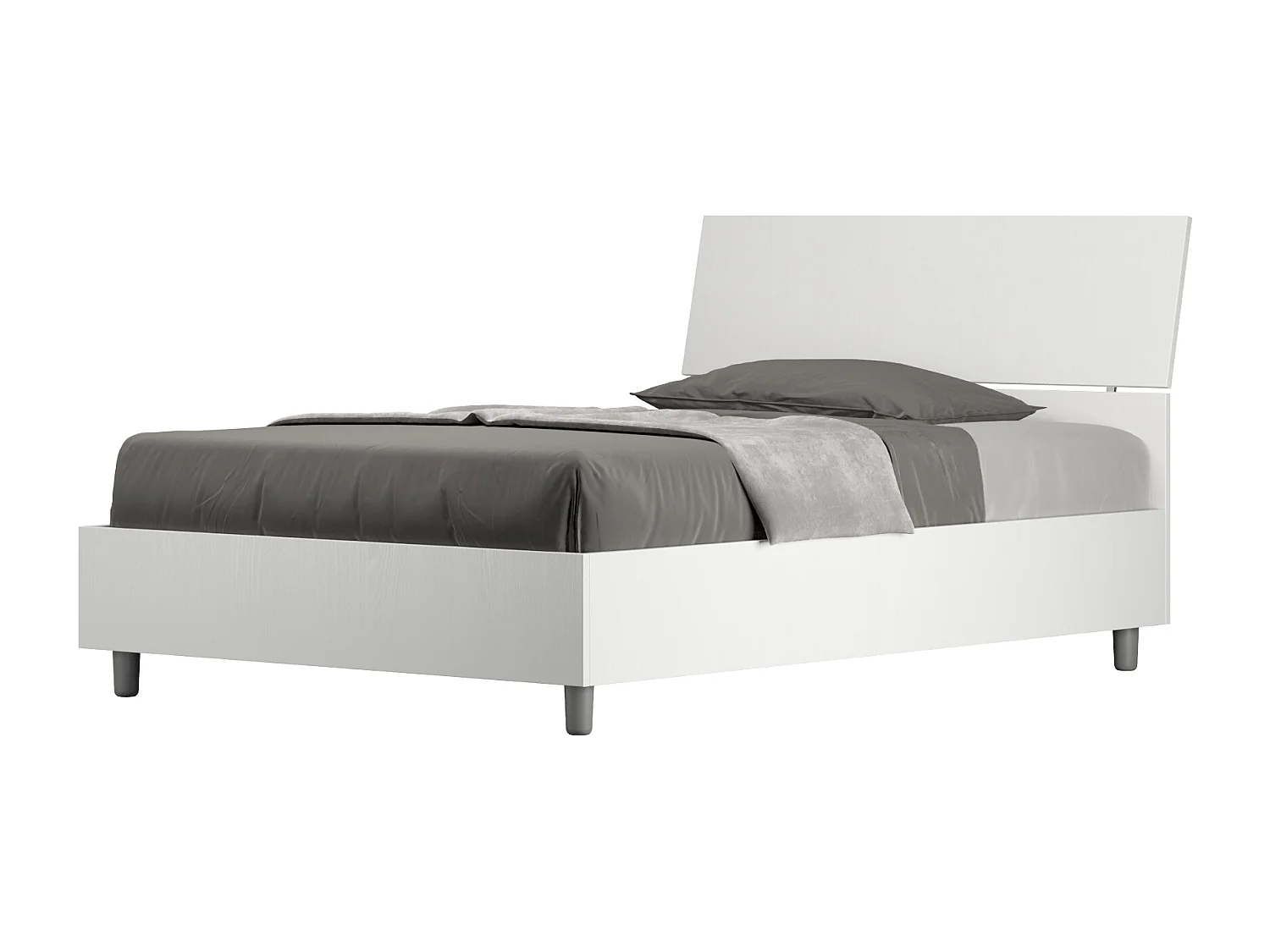 Bed 120x190 met lattenbodem schuin bedhoofd eiken wit Demas