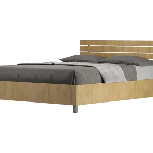 Bed 140×200 zonder lattenbodem schuin bedhoofd met laatten natuur eiken Ankel Bed 140×200 zonder lattenbodem schuin bedhoofd met laatten natuur eiken Ankel