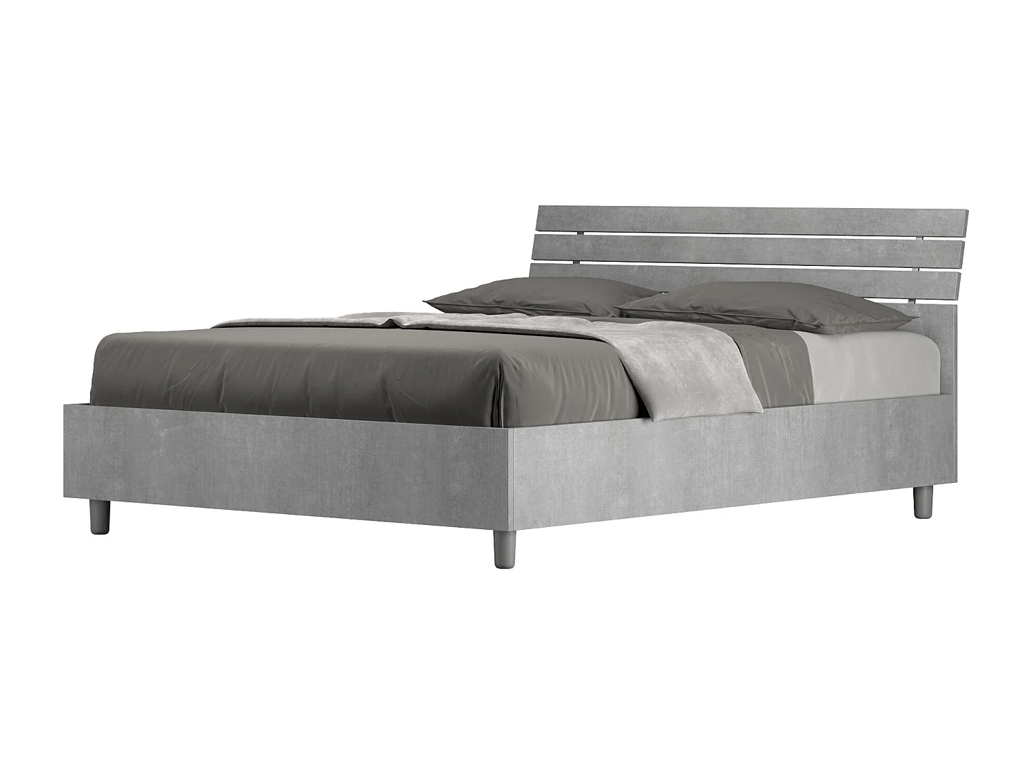 Bed 140x200 met opbergruimte schuin bedhoofd met laatten cement Ankel