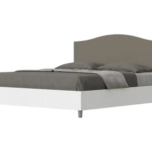 Bed 160×190 met opbergruimte bedframe eiken wit hoofdeinde kunstleer cappuccino Grace