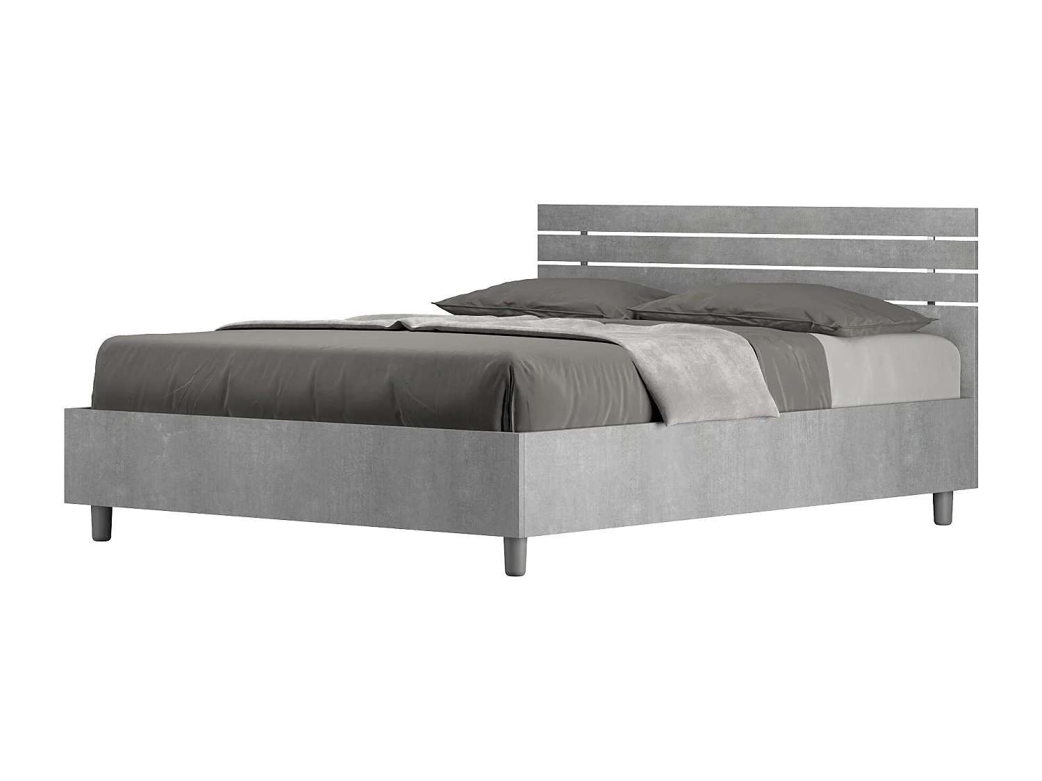 Bed 140x200 met opbergruimte rechte bedhoofd met laatten cement Ankel