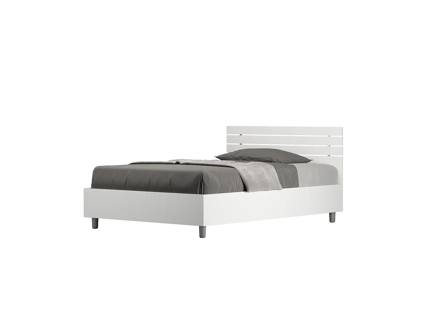 Bed 120x190 met opbergruimte rechte bedhoofd met laatten eiken wit Ankel