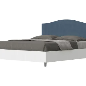 Bed 160×200 met lattenbodem bedframe eiken wit hoofdeinde microvezel blauw Grace Bed 160×200 met lattenbodem bedframe eiken wit hoofdeinde microvezel blauw Grace