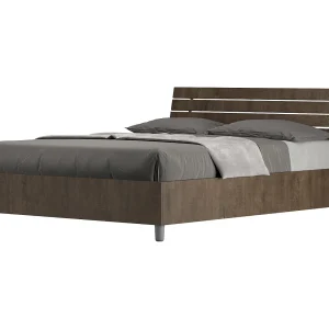Bed 140×200 zonder lattenbodem schuin bedhoofd met laatten walnoot Ankel Bed 140×200 zonder lattenbodem schuin bedhoofd met laatten walnoot Ankel