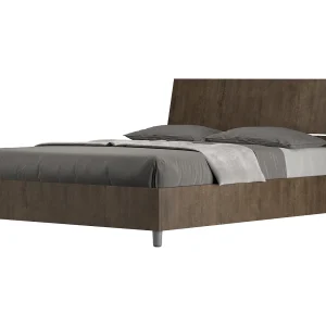 Bed 140×200 zonder lattenbodem schuin bedhoofd walnoot Demas Bed 140×200 zonder lattenbodem schuin bedhoofd walnoot Demas