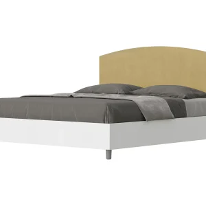Bed 160×200 met opbergruimte bedframe eiken wit hoofdeinde microvezel oker Antilia Bed 160×200 met opbergruimte bedframe eiken wit hoofdeinde microvezel oker Antilia
