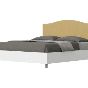 Bed 160×200 met opbergruimte bedframe eiken wit hoofdeinde microvezel oker Grace Bed 160×200 met opbergruimte bedframe eiken wit hoofdeinde microvezel oker Grace