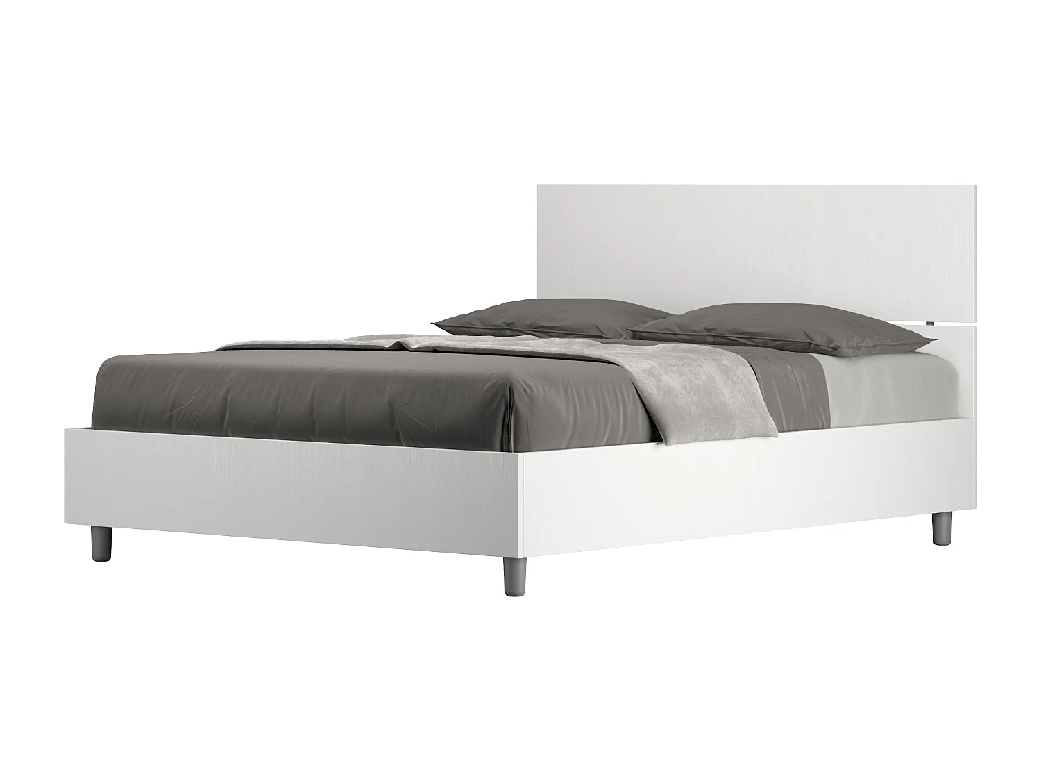 Bed 140x200 met opbergruimte rechte bedhoofd eiken wit Demas