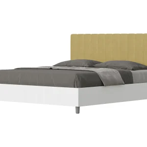 Bed 160×200 met opbergruimte bedframe eiken wit hoofdeinde microvezel oker Kaia Bed 160×200 met opbergruimte bedframe eiken wit hoofdeinde microvezel oker Kaia