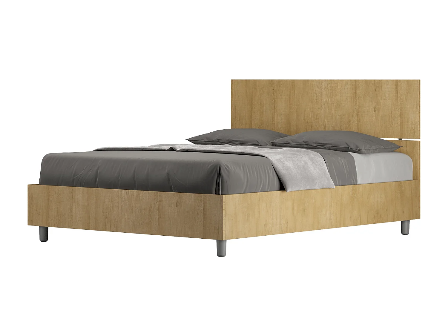 Bed 140x200 met opbergruimte rechte bedhoofd natuur eiken Demas