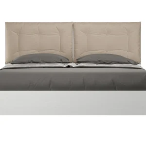 Bed 160×200 met lattenbodem met kussens kunstleer taupe Egos Annalisa