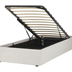 Bed met opbergruimte stof lichtbeige 90 x 200 cm DINAN
