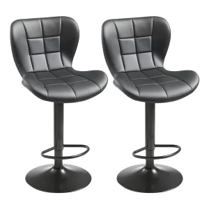 Barstoel SucceBuy, Set van 2, Moderne Barstoel in PU Leer, Draaibare Keukenstoel, Hoogte Verstelbaar, met Rugleuning En Voetensteun, Zwart Barstoel SucceBuy, Set van 2, Moderne Barstoel in PU Leer, Draaibare Keukenstoel, Hoogte Verstelbaar, met Rugleuning En Voetensteun, Zwart