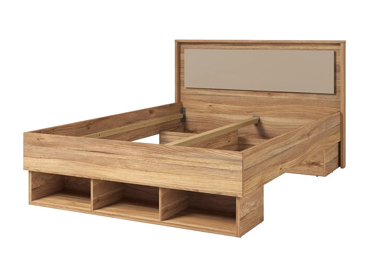 Bed 140x200 VOX met 3 vakken en 2 ruimtes voor lades, zonder lattenbodem