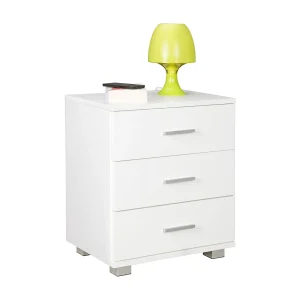 bed NINA Holz nachtkastje met 3 laden moderne witte | Ontwerp nachtkastje 45 x 54 x 34 cm | Small bed