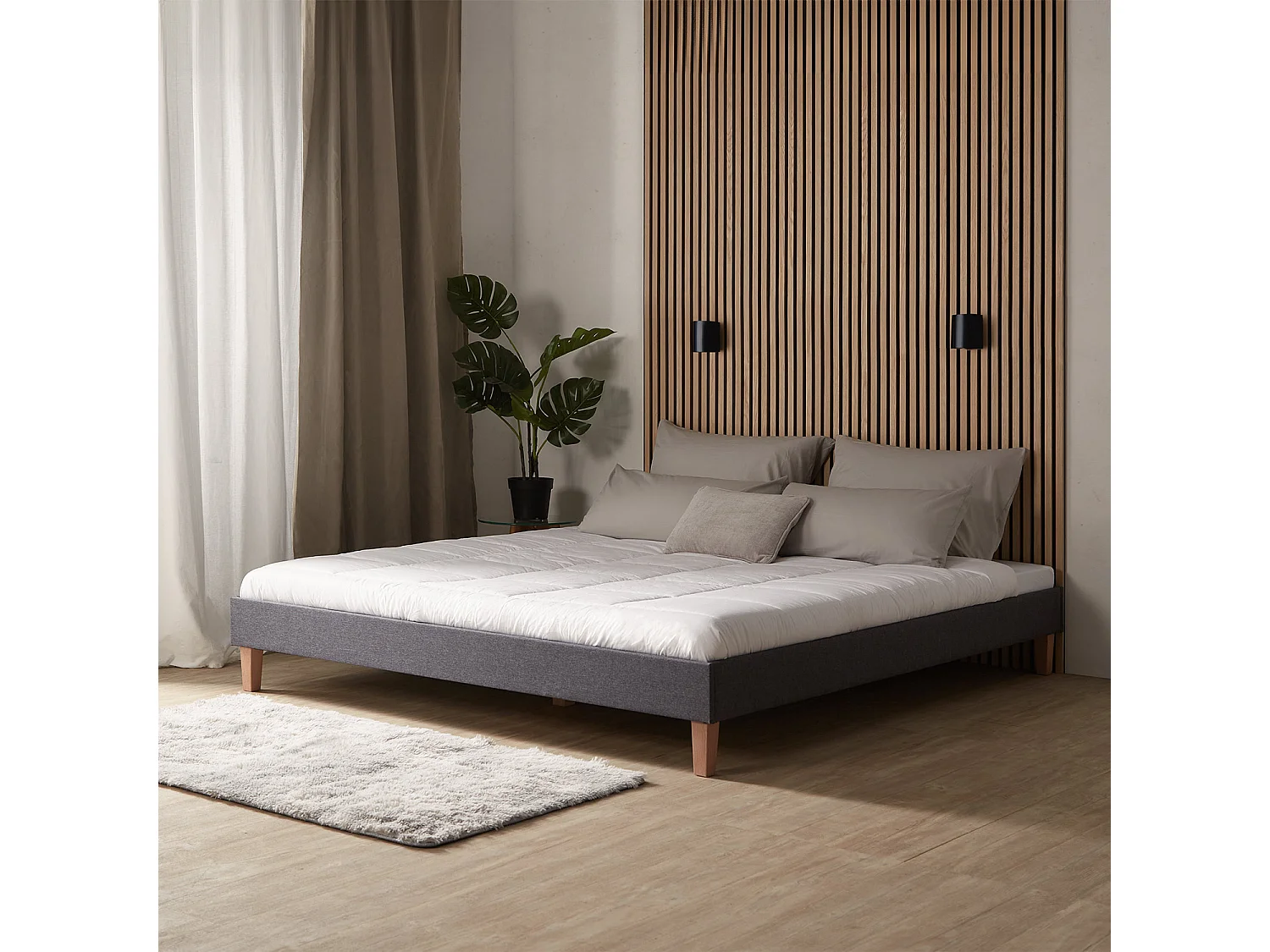 Bedframe 180x200 cm grijs gestoffeerd