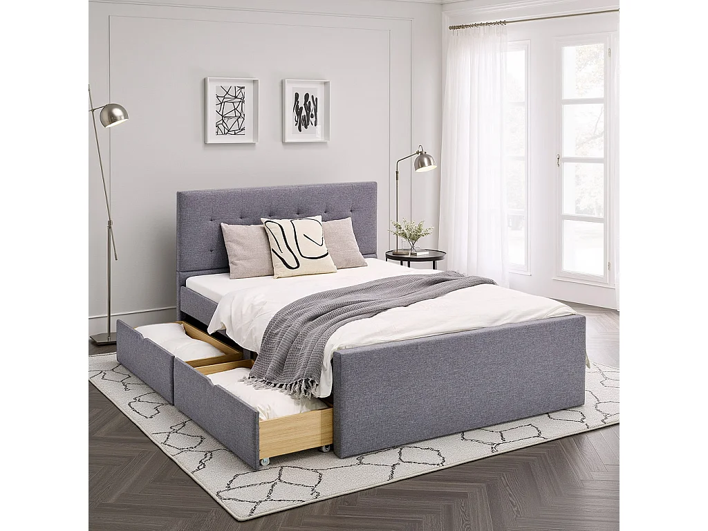Beklede bedbodem 120x200 cm grijs