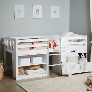 Bed met opbergruimte hout wit 90 x 200 cm SUSVILLE Bed met opbergruimte hout wit 90 x 200 cm SUSVILLE