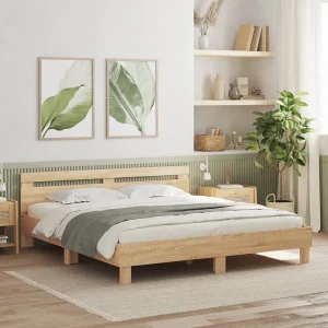 Bedframe met hoofdbord sonoma eikenkleurig 160×200 cm Bedframe met hoofdbord sonoma eikenkleurig 160×200 cm