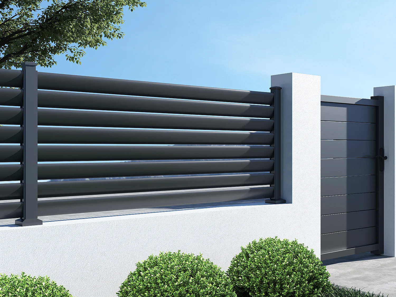 Aluminium shutterpoort om te plaatsen - H80 x B173 cm - antracietgrijs - BAROMA
