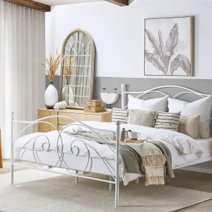 Bed Metaal DINARD 180 x 200 cm Wit Bed Metaal DINARD 180 x 200 cm Wit