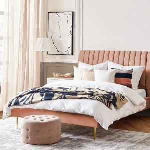 Bed Fluweel MARVILLE 140 x 200 cm Perzik