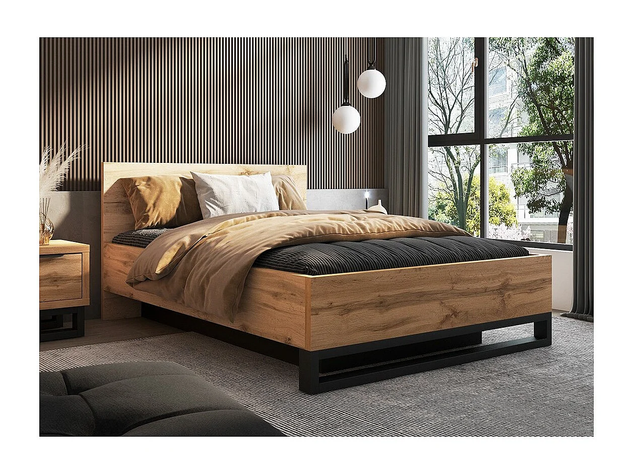 Bed 140x200 VOX met 3 nissen en 2 ruimtes voor lades, zonder lattenbodem