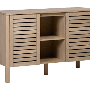 TALIX 120 cm dubbele wastafelmeubel op poten van naturel eikenhout TALIX 120 cm dubbele wastafelmeubel op poten van naturel eikenhout