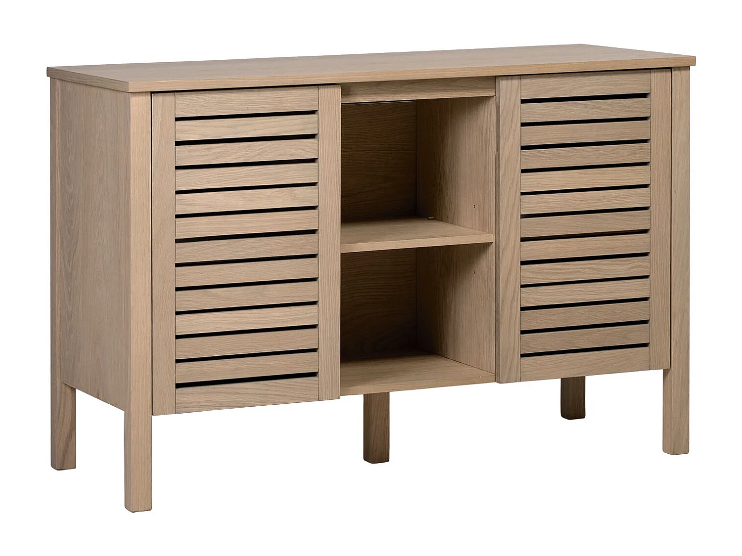 TALIX 120 cm dubbele wastafelmeubel op poten van naturel eikenhout