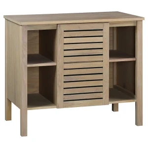 TALIX 90 cm wastafelmeubel met enkele wasbak van natuurlijk eikenhout op poten TALIX 90 cm wastafelmeubel met enkele wasbak van natuurlijk eikenhout op poten