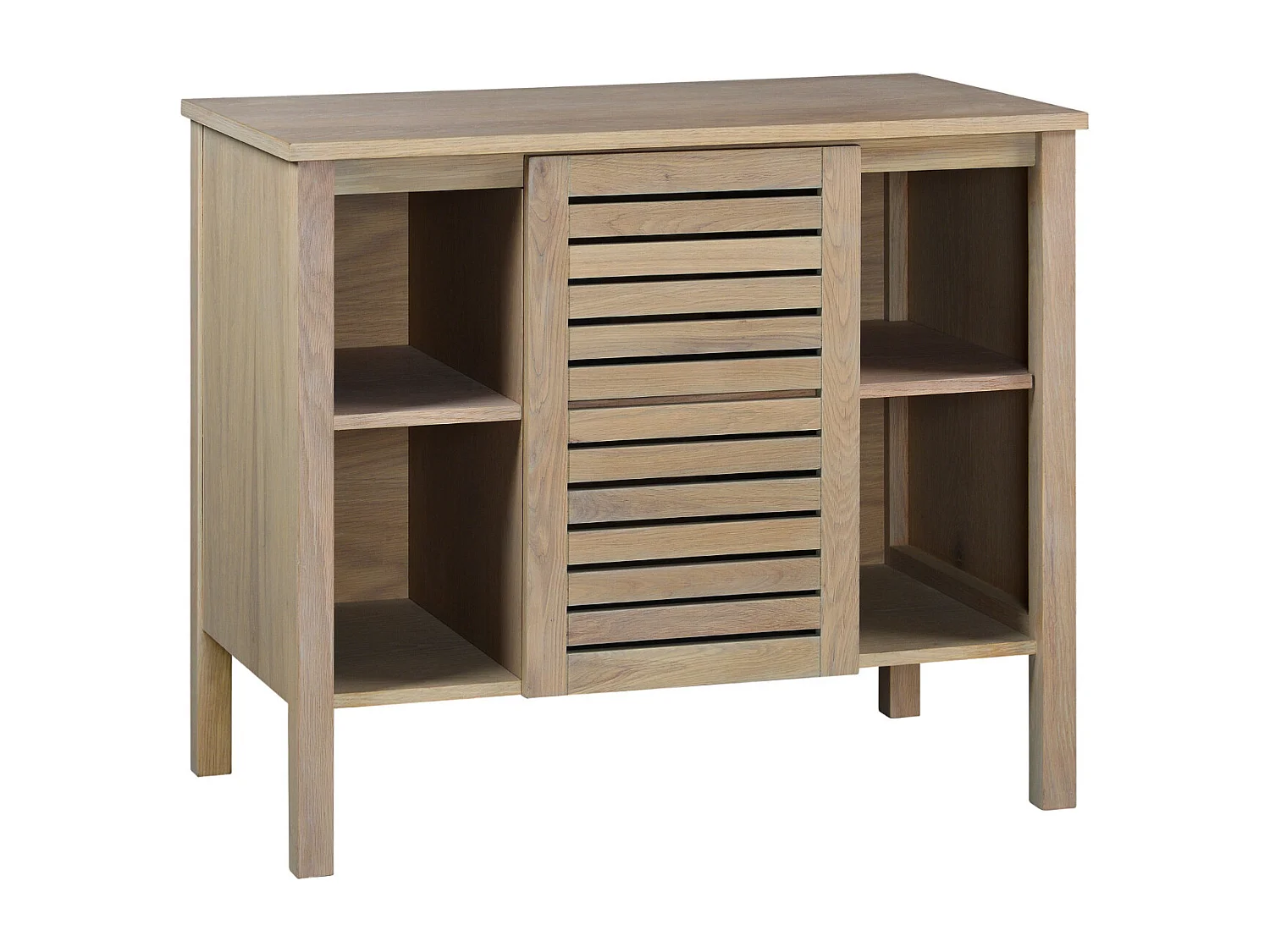 TALIX 90 cm wastafelmeubel met enkele wasbak van natuurlijk eikenhout op poten