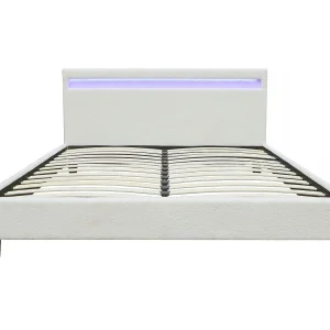 "Maria" LED Verlicht Bouclette Bed 160×200 cm – Crème Zachtheid & LED Verlichting – Afstandsbediening Inbegrepen "Maria" LED Verlicht Bouclette Bed 160×200 cm – Crème Zachtheid & LED Verlichting – Afstandsbediening Inbegrepen