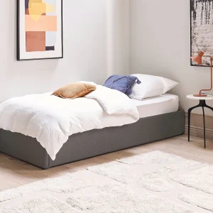 Bed met opbergruimte stof grijs 90 x 200 cm DINAN Bed met opbergruimte stof grijs 90 x 200 cm DINAN