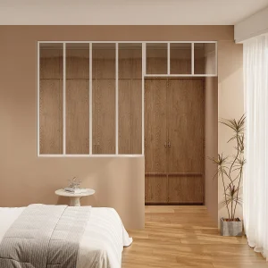 Atelierwand met bovenlicht, B120 x H130 + B83 x H40 cm, Wit, BAYVIEW