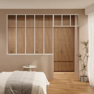 Atelierwand met bovenlicht, B150 x H130 + B83 x H40 cm, Wit, BAYVIEW