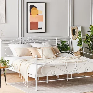 Bed Metaal LYRA 180 x 200 cm Wit Bed Metaal LYRA 180 x 200 cm Wit