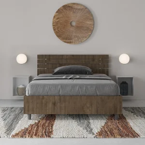 Bed 120×200 met opbergruimte rechte bedhoofd met laatten walnoot Ankel Bed 120×200 met opbergruimte rechte bedhoofd met laatten walnoot Ankel