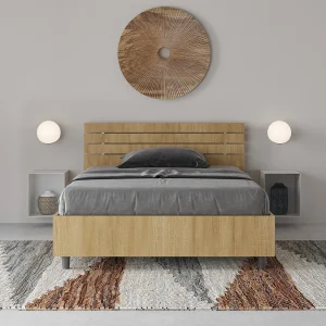 Bed 120×200 met opbergruimte rechte bedhoofd met laatten natuur eiken Ankel Bed 120×200 met opbergruimte rechte bedhoofd met laatten natuur eiken Ankel