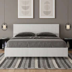 Bed 160×200 met lattenbodem eiken wit Demas