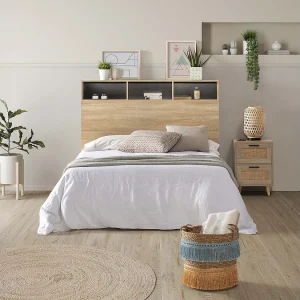Bedhoofd Zeus 145 cm met opbergruimte Eiken, 2 deuren 9 vakken