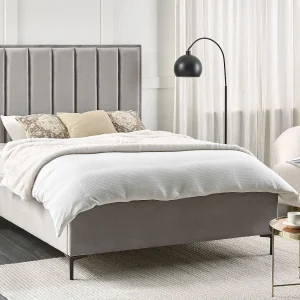 Bed met opbergruimte Fluweel SEZANNE 140 x 200 cm Lichtgrijs Bed met opbergruimte Fluweel SEZANNE 140 x 200 cm Lichtgrijs