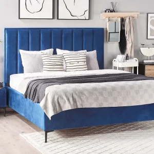 Bed met opbergruimte Fluweel SEZANNE 140 x 200 cm Marineblauw Bed met opbergruimte Fluweel SEZANNE 140 x 200 cm Marineblauw