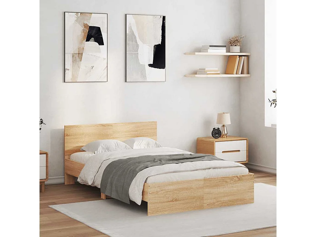 Bedframe met hoofdeinde en LED sonoma eikenkleurig 140x190 cm