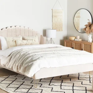 Bed Fluweel AMBILLOU 180 x 200 cm Lichtbeige
