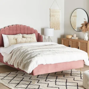 Bed Fluweel AMBILLOU 140 x 200 cm Roze