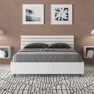 Bed 140×200 met opbergruimte rechte bedhoofd met laatten eiken wit Ankel Bed 140×200 met opbergruimte rechte bedhoofd met laatten eiken wit Ankel