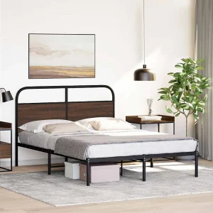 Bedframe zonder matras bewerkt hout bruin eikenkleur 140×200 cm Bedframe zonder matras bewerkt hout bruin eikenkleur 140×200 cm
