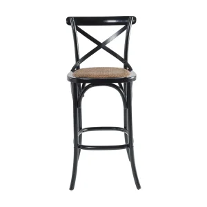 Barkruk van massief hout en webbing L50 cm – BISTROT Barkruk van massief hout en webbing L50 cm – BISTROT