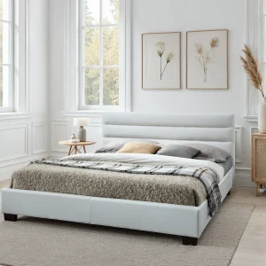 Bed 180 x 200 cm in wit kunstleer – FAUSTIN Bed 180 x 200 cm in wit kunstleer – FAUSTIN