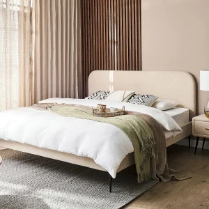 Bed Bouclé FLAYAT 180 x 200 cm Lichtbeige Bed Bouclé FLAYAT 180 x 200 cm Lichtbeige
